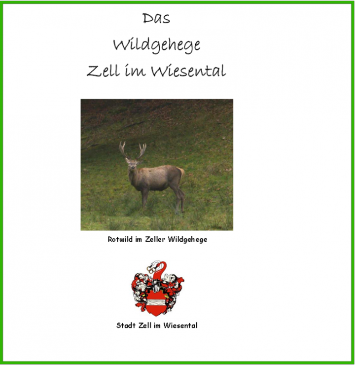 Titelbild des Flyer "Das Wildgehege Zell im Wiesental"